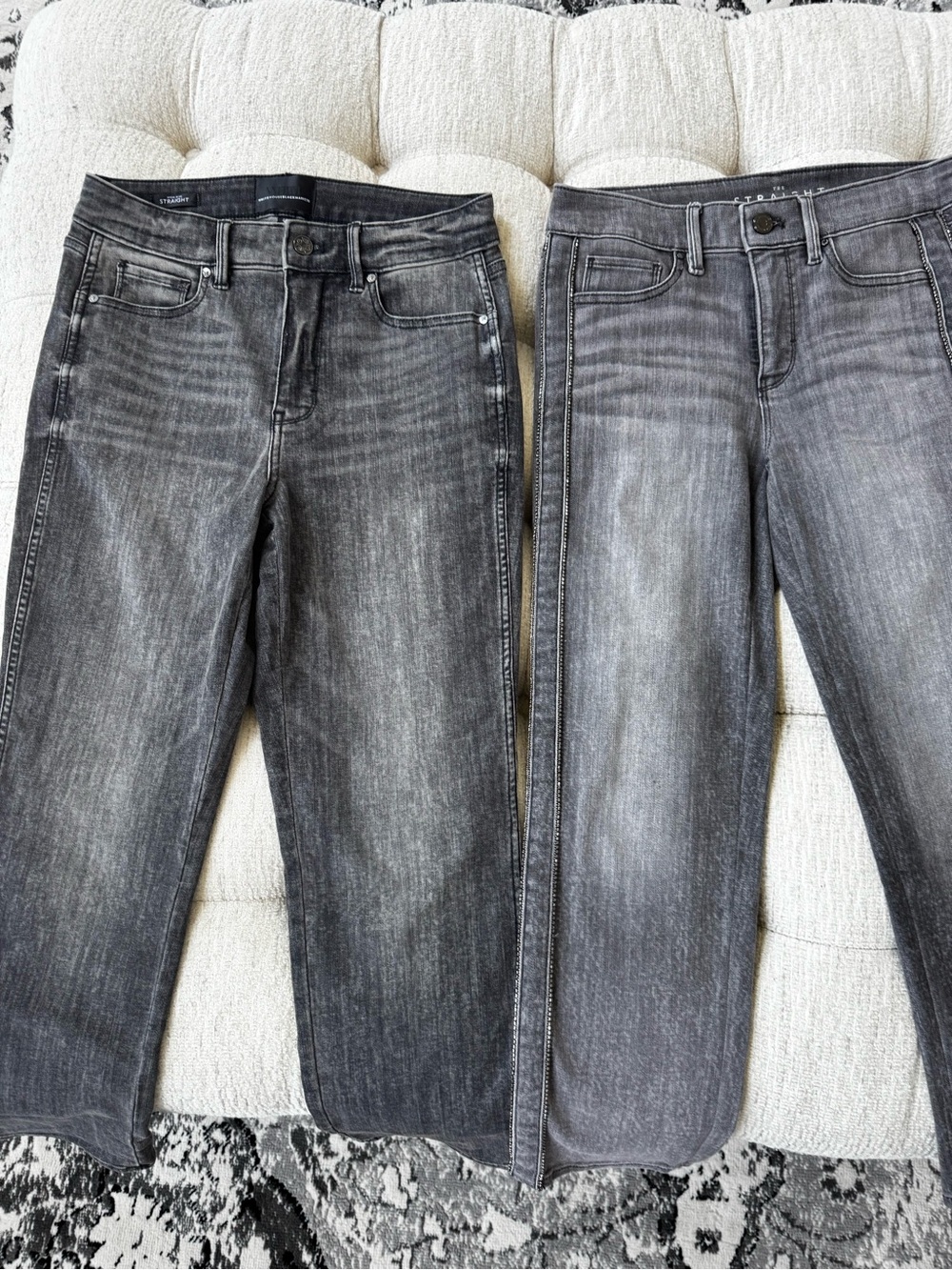 White House Black Market Gray Washed Straight Leg Jeans